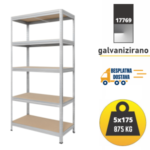 OUTLET - Polica metal-medijapan 180x90x30cm 5X175kg