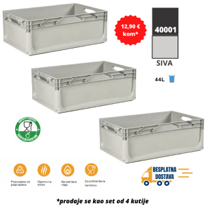 Euro kutija 60X40X22 cm (DXŠXV), siva, set 4 komada