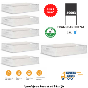 Euro kutija 60X40X12 cm (DXŠXV), transparentna set 9 komada