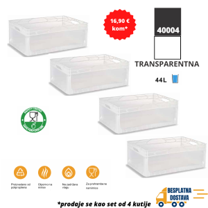 Euro kutija 60X40X22 cm (DXŠXV), transparentna, set 4 komada