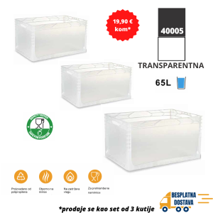 Euro kutija 60X40X32 cm (DXŠXV), transparentna, set 3 komada