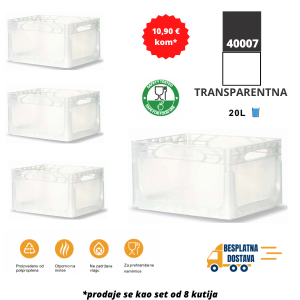 Euro kutija 40X30X22 cm (DXŠXV), transparentna, set 8 komada