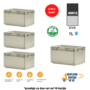 Euro kutija 30X20X17 cm (DXŠXV), siva, set 10 komada