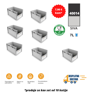 Euro kutija 30X20X17 cm (DXŠXV), siva, set 10 komada
