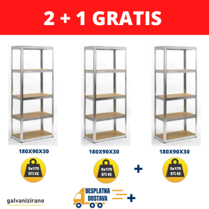 3 POLICE Metal-medijapan 3X180x90x30cm, 5x175kg - Dimenzije seta: 180x270x30