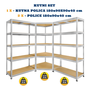 KUTNI SET Metal-medijapan – KUT 180x90x90X40cm, 5x175kg + DVIJE POLICE 180X90X40, 5×175kg